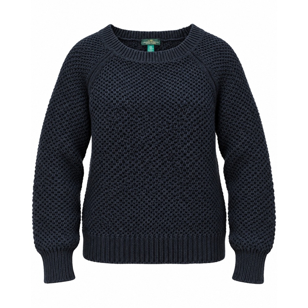 Lauren Jeans Co Ralph Lauren Black Linen Cotton Open Knit Raglan Sweater M